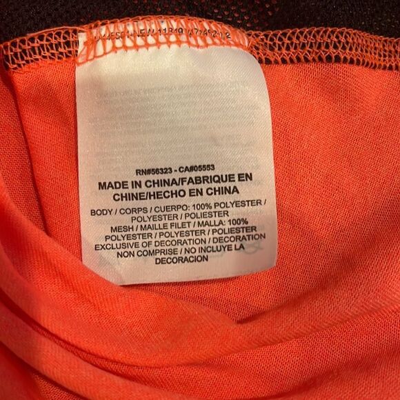 Nike Dri-Fit Long Sleeve Tangerine Orange Black Mesh Workout Shirt Sz S - Picture 4 of 8